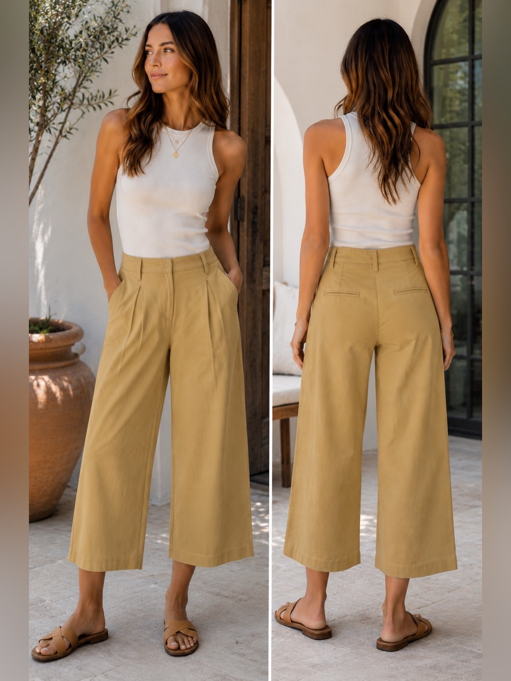 Cynthia Rowley Wide Leg Khaki Pants.